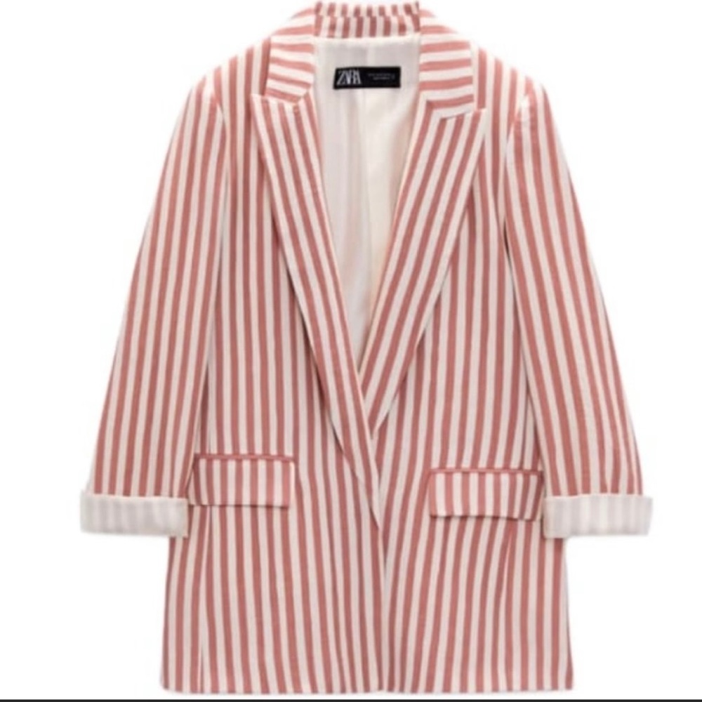 NWT Striped Oversized Pink Blazer From Zara